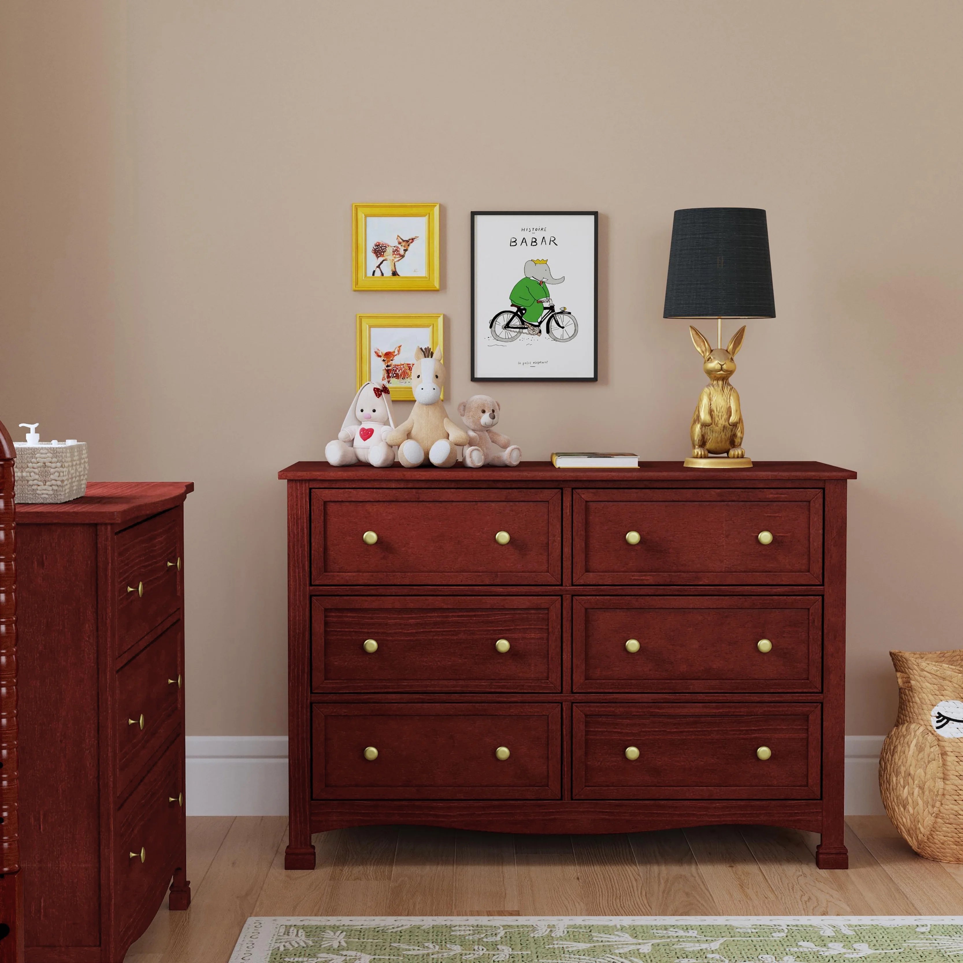 6-Drawer Double Wide Dresser, Rich Cherry D6567