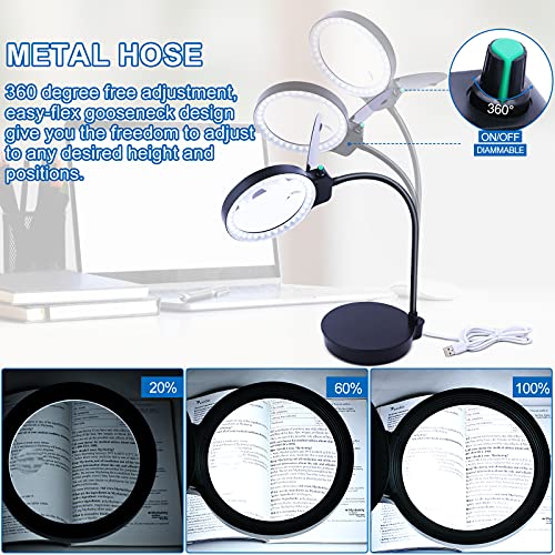 Magnifying Glass with Light and Stand, 10X 20X Adjustable Desk Lamp S24760