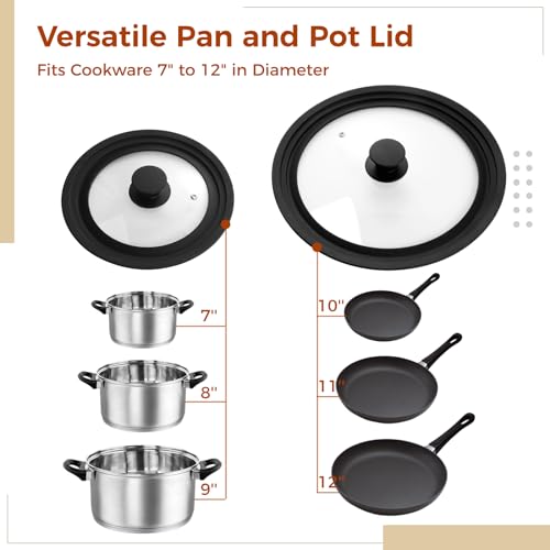 Universal Pan Lid with Clear Window for Pots, Pans, Skillets, Woks C222