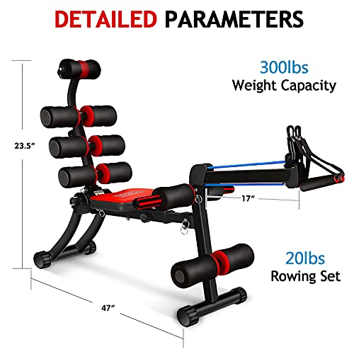 22-in-1 Core & Abdominal Workout Equipment, Foldable & Adjustable Rowing Machine for Home Gym T483