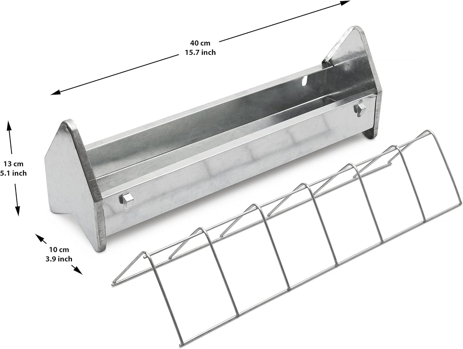 Galvanized Metal Chicken Feeder Trough with Anti Roosting Guard R131346