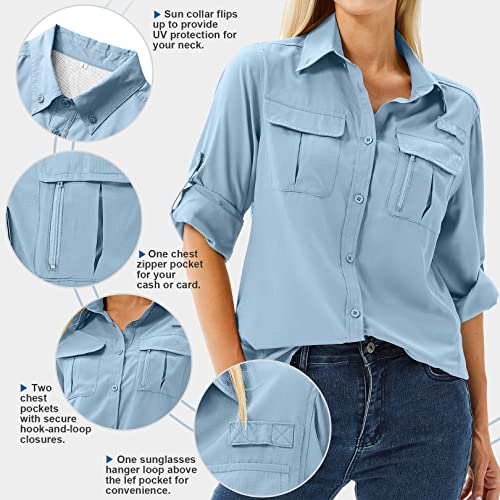 Women's UPF 50 Long Sleeve Sun Protection Safari Shirt V236682