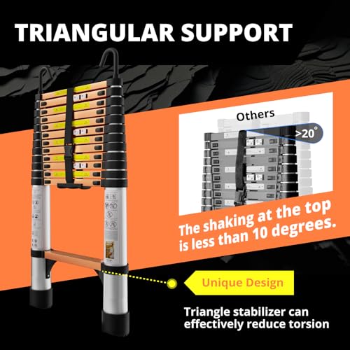 Telescoping Ladder 26.2FT, Aluminum Lightweight Extension Ladder with Stabilizer Bar & Wheels L349498