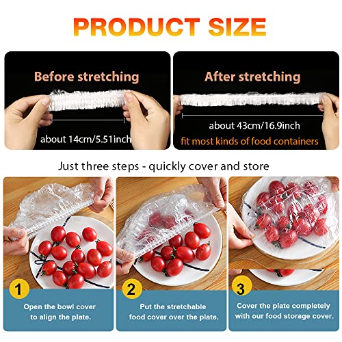 200PCS Reusable Elastic Plastic Bowl Covers for Food Storage I629297