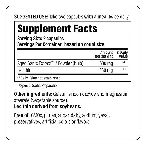 Aged Garlic Extract Cholesterol Health Supplement, 300 Capsules V975880