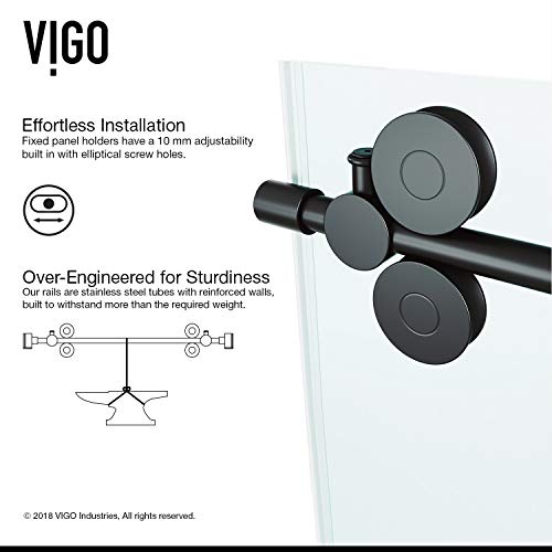 Frameless Sliding Rectangle Tub Door, 56-60 in. W x 65.5 in. H, Matte Black N1197