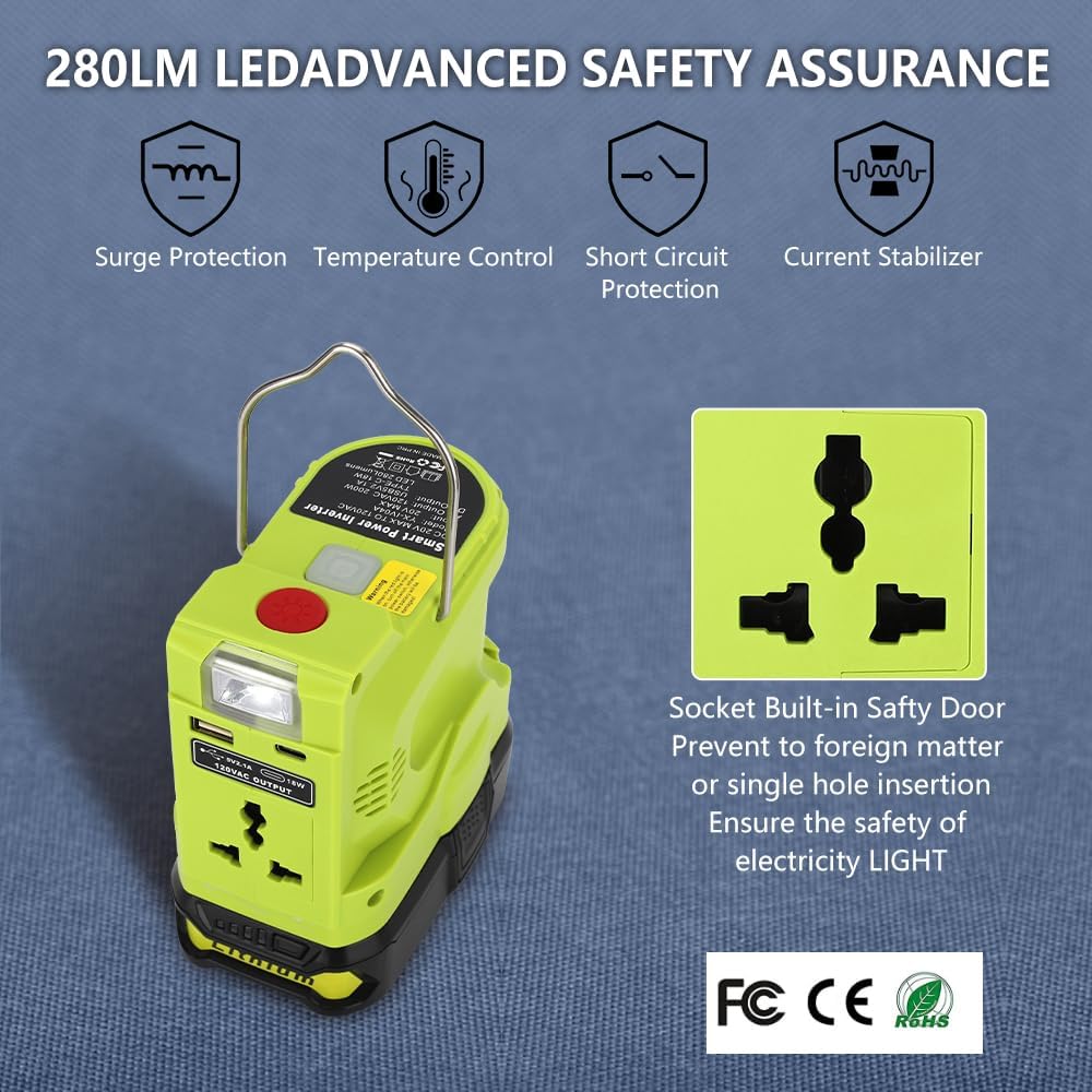 200W Inverter Generator for 18V Lithium Battery Portable Power Source with USB and Type-C Port R44796