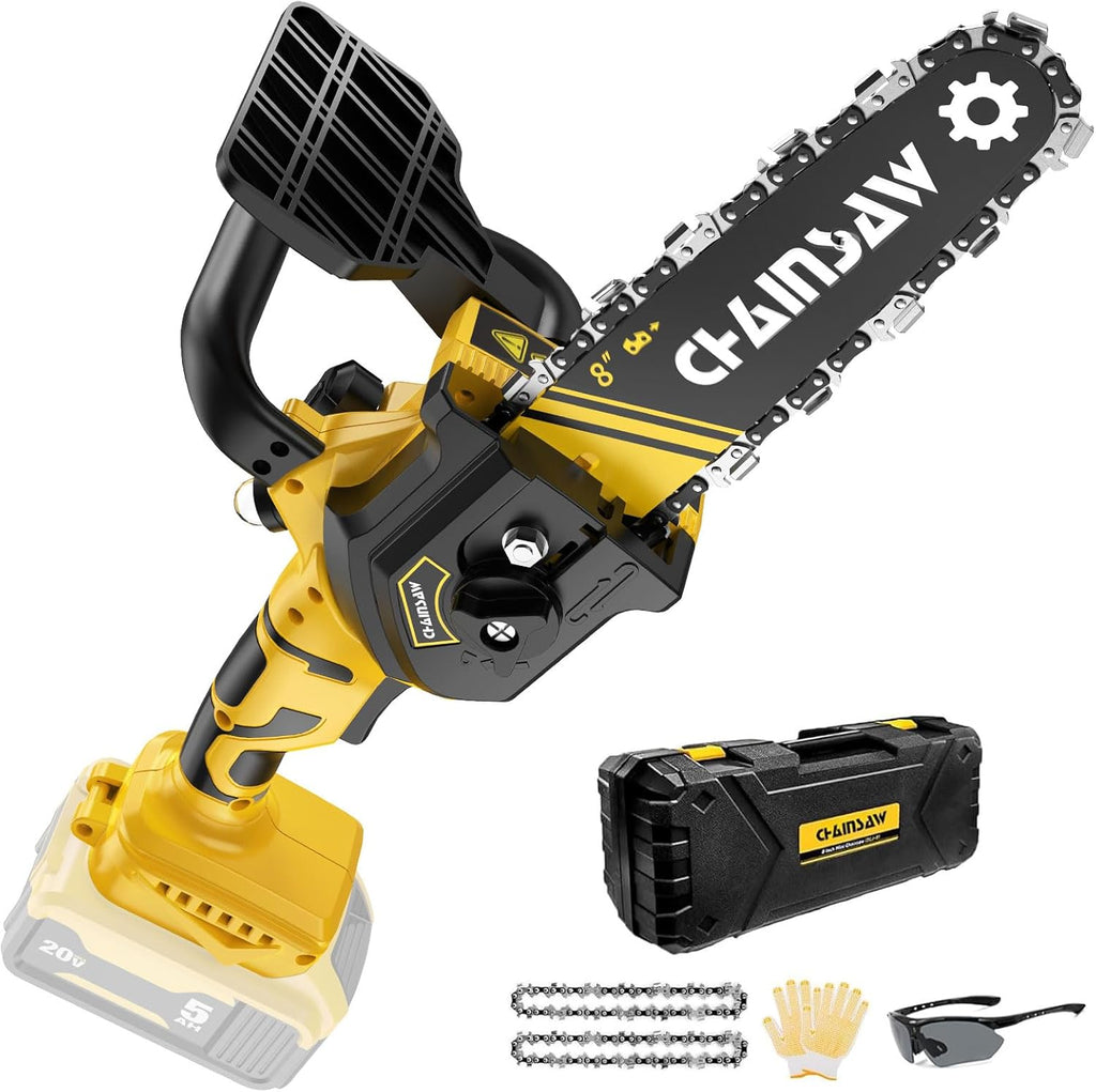 Mini Chainsaw 8 Inch for Dewalt Battery 20V Max, Brushless Cordless Pruning Chainsaw, Battery Powered Mini Chainsaw for Wood Cutting, Tree Trimming (only tool)