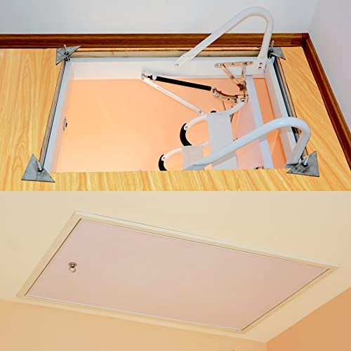 Folding Attic Ladder, 13 Steps Retractable Loft Stairs, White K485614