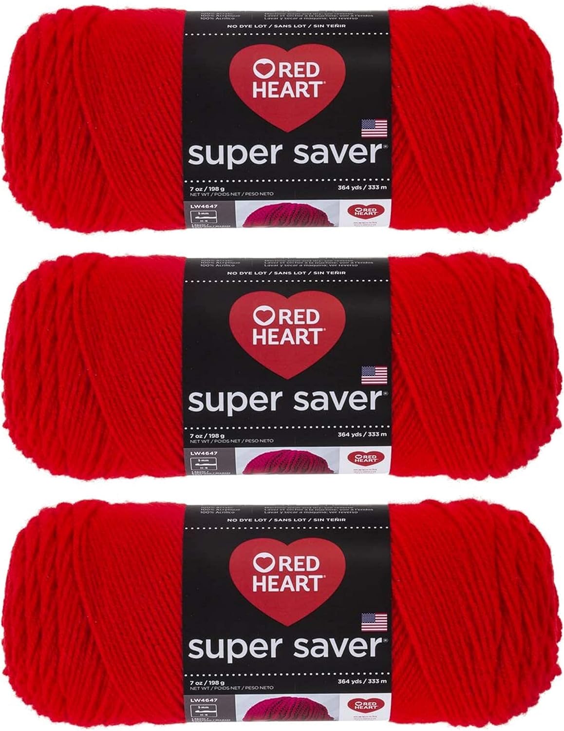 Red Heart Super Saver Yarn (3-Pack) Hot Red E300-390