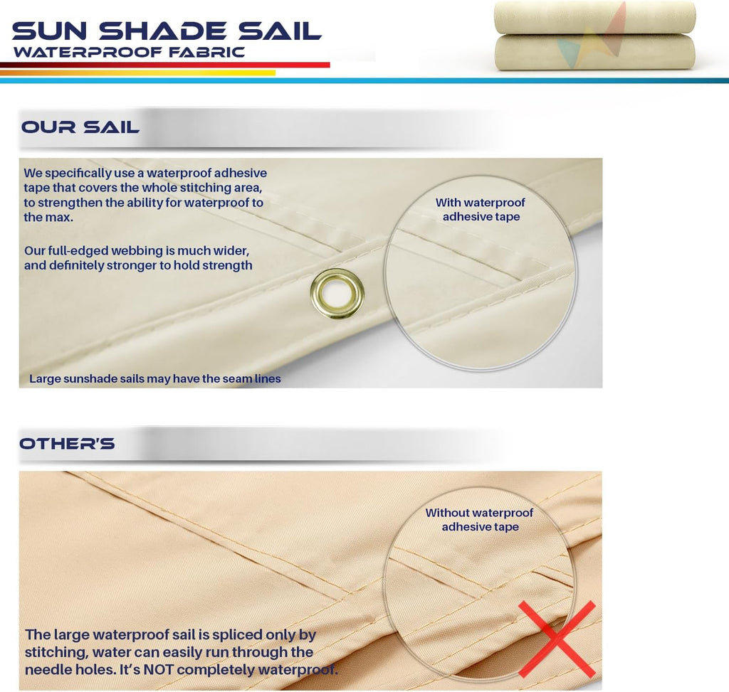 Waterproof Sun Shade Sail Straight Edge UV Block for Patio Garden E8985
