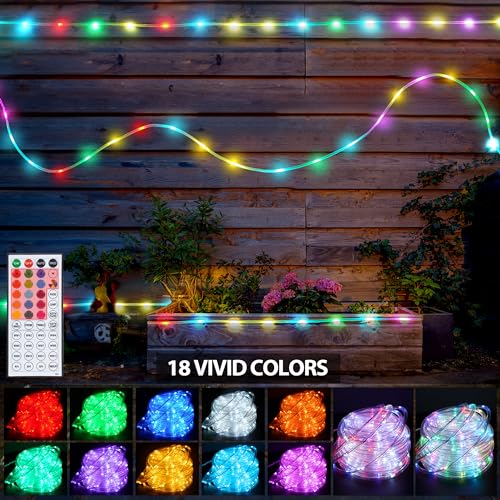 Outdoor Color Changing Rope Lights, 33ft Warm White with Remote A25438
