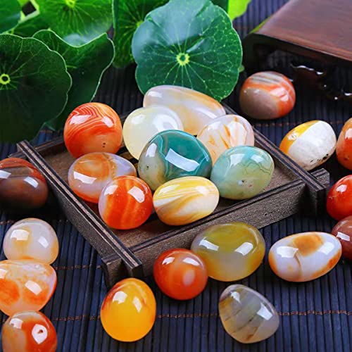 100 Mixed Agate Tumbled Stones, Natural Polished Crystal Set for Decor O324497