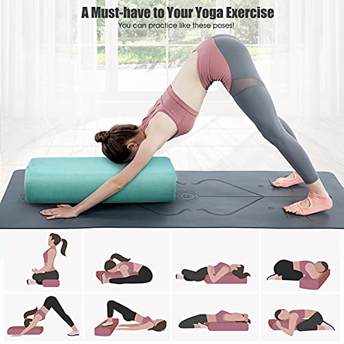 Yoga Bolster Pillow with Carry Handle, Removable Washable Cover O904478