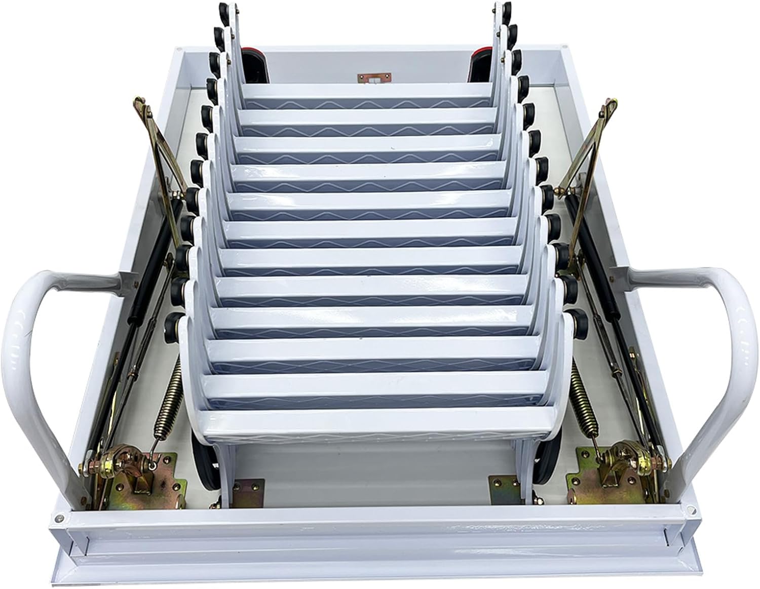 Retractable Pull Down Attic Ladder, 12 Steps Folding Ladder, 9.84ft Adjustable Height K617