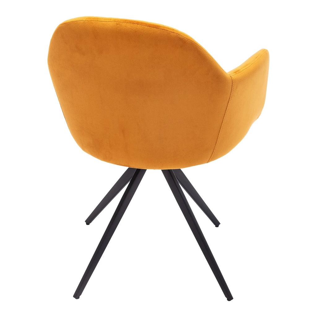Swivel Arm Velvet Chair Cognac E41108