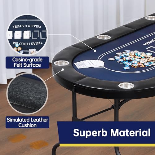 Foldable Poker Table for 8 Players with Cup Holders M431861