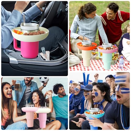 Snack Container for 40 oz Tumbler, 4 Compartment Reusable Snack Platter (Orange) M611271