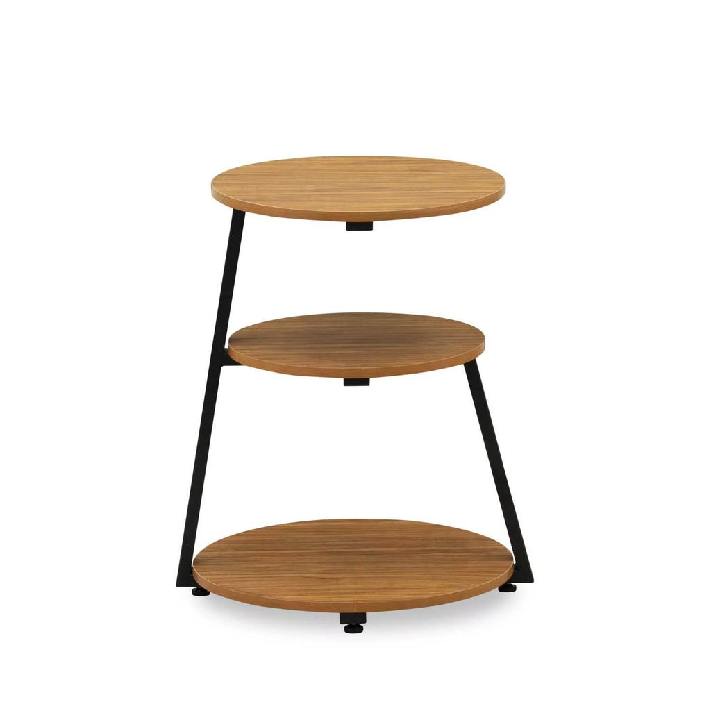 Round Wooden and Metal End Table in Black/Oak H987390