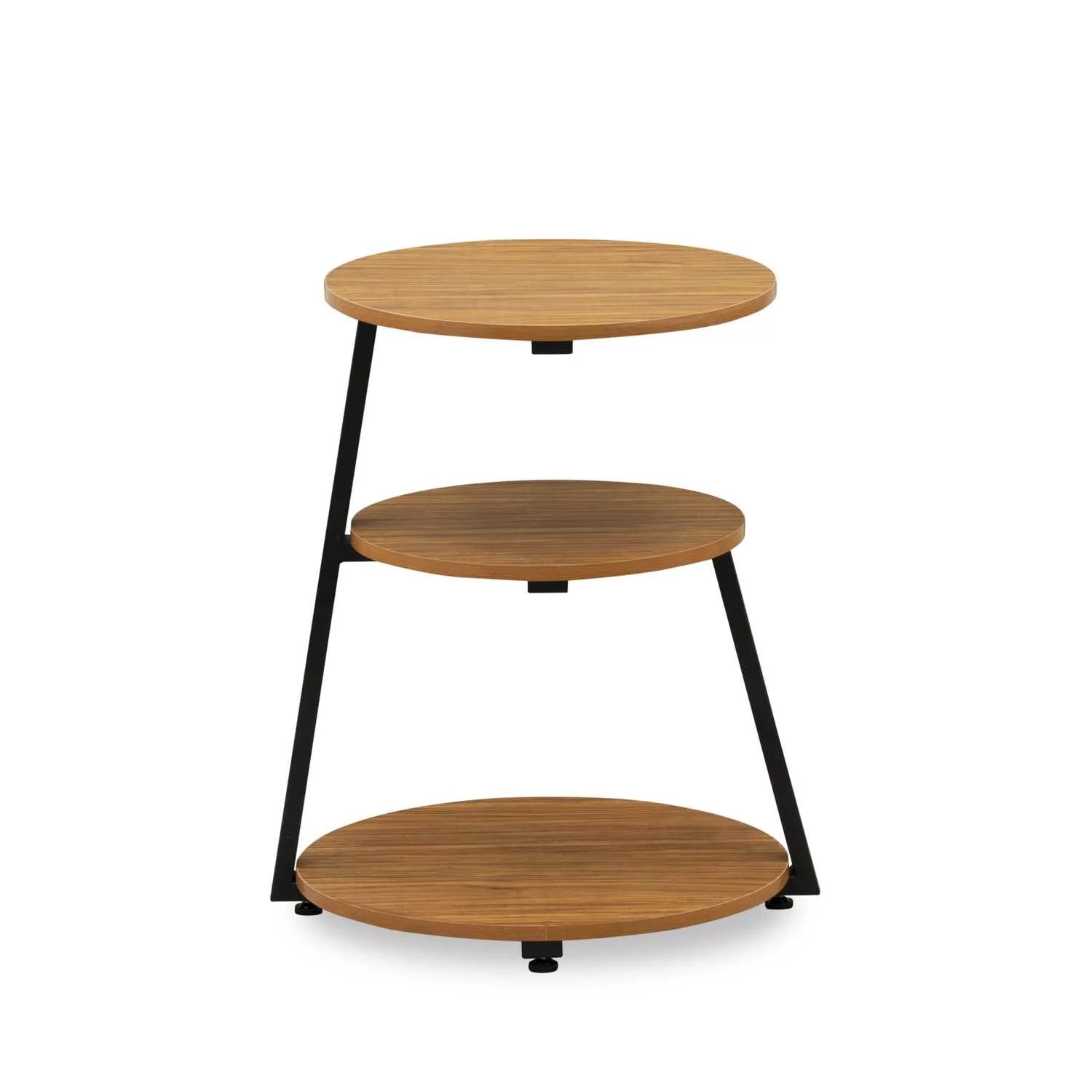Round Wooden and Metal End Table in Black/Oak H987390