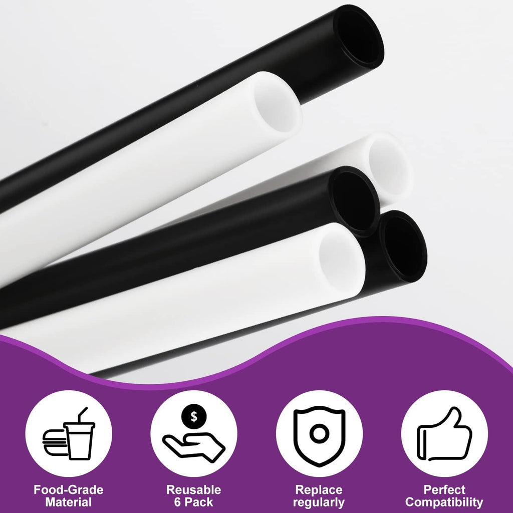 Replacement Straws for 24oz Water Bottle, 6pcs Reusable Plastic with Cleaning Brush S9912