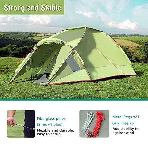 Emergency Survival Tent, Waterproof Family Camping Dome Tent 3 Person, Portable Outdoor Cabin V82563