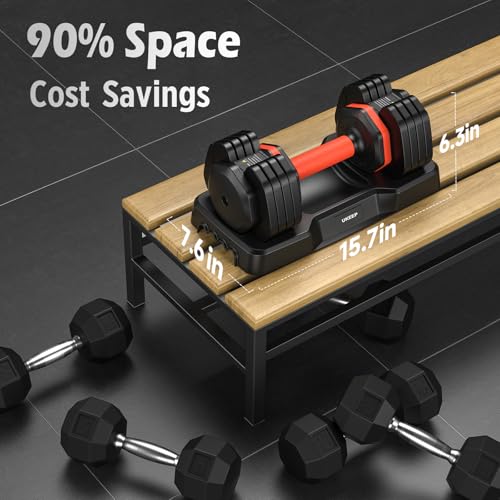 Adjustable Dumbbell Set, 5-25 lbs, Anti-Slip Handle A376657