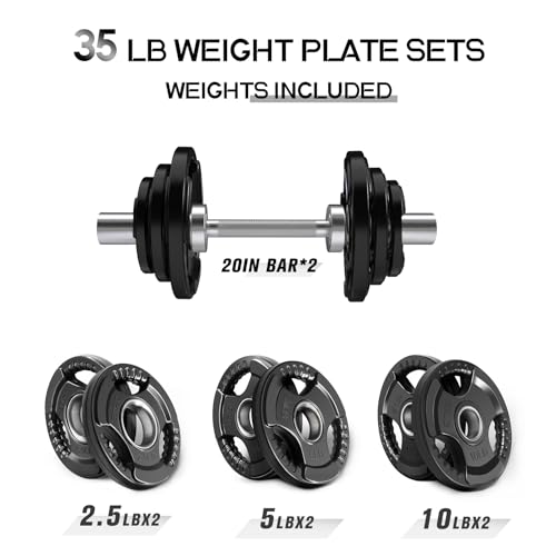 Olympic Dumbbell Handles Pair for 2" Weight Plates, 500lbs Capacity A66736