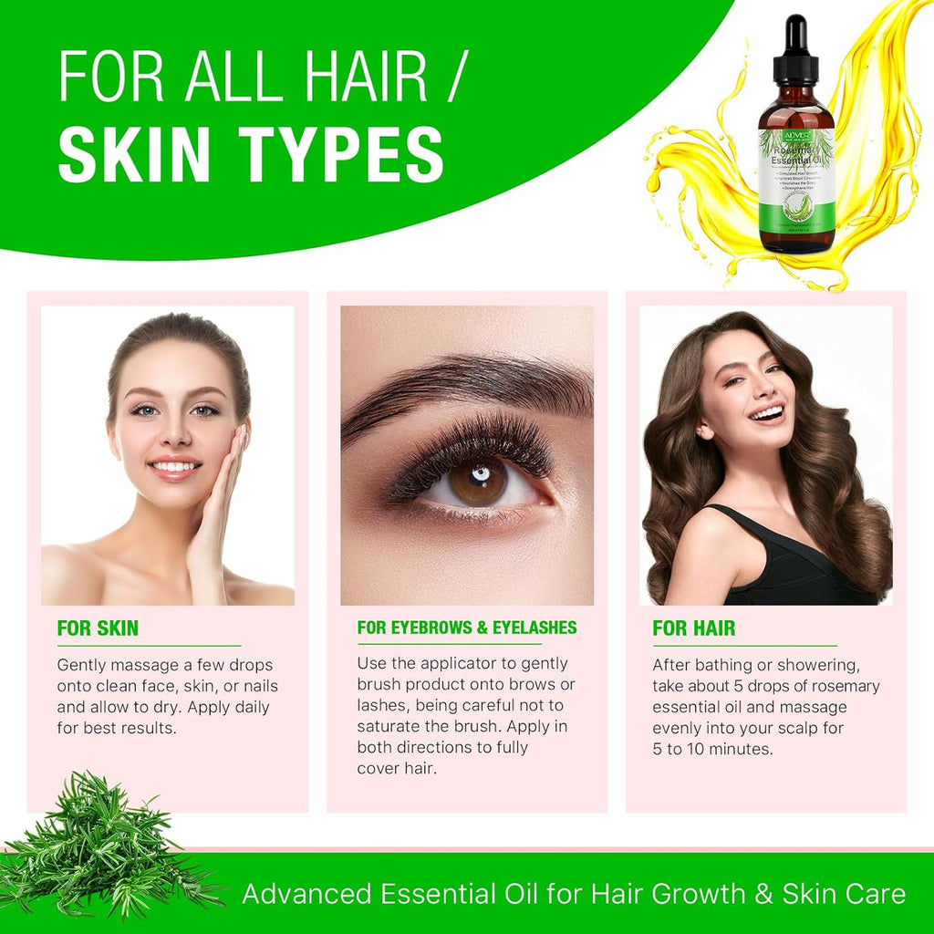 Rosemary Oil for Hair Growth with Scalp Massager V4016