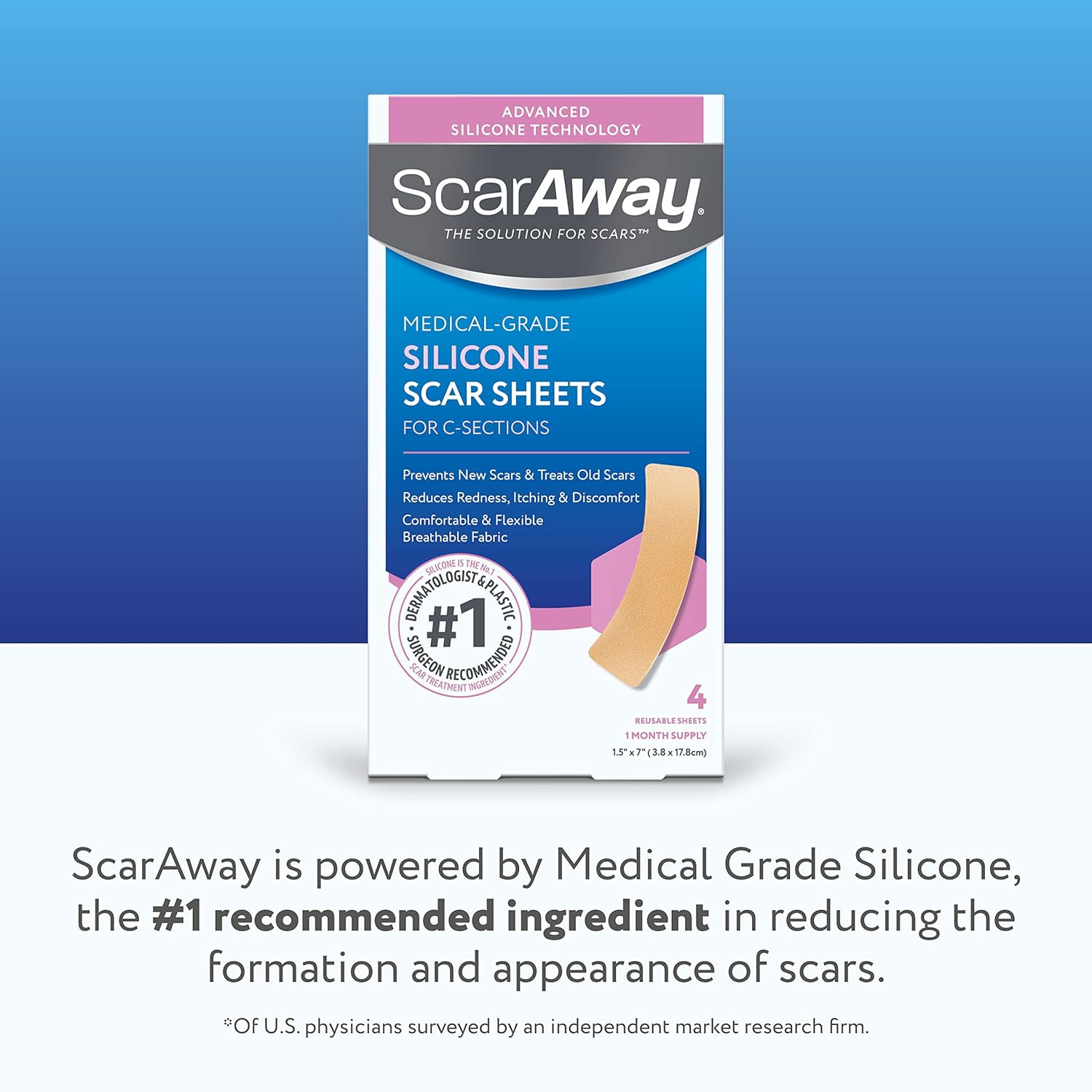 Silicone Scar Sheets for C-Section, Reusable, 4 Sheets U386