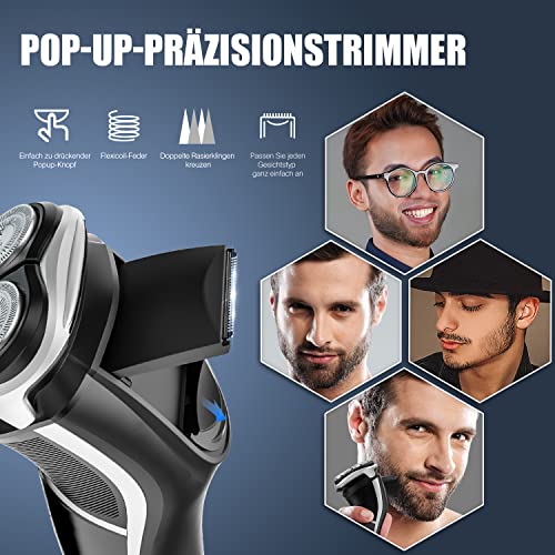 Electric Shaver for Men, Rechargeable Rotary Razor with Pop-Up Trimmer, IPX7 Waterproof V510