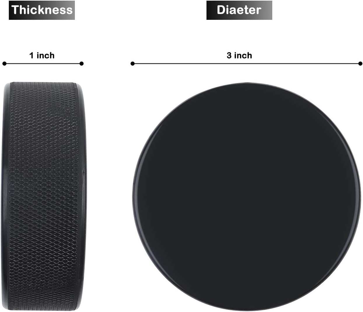 Ice Hockey Pucks, 100 Pack, Regulation Size, Black J1014