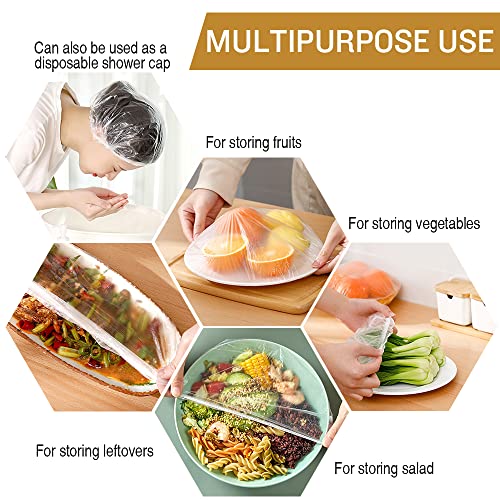 200PCS Reusable Elastic Plastic Bowl Covers for Food Storage I629297