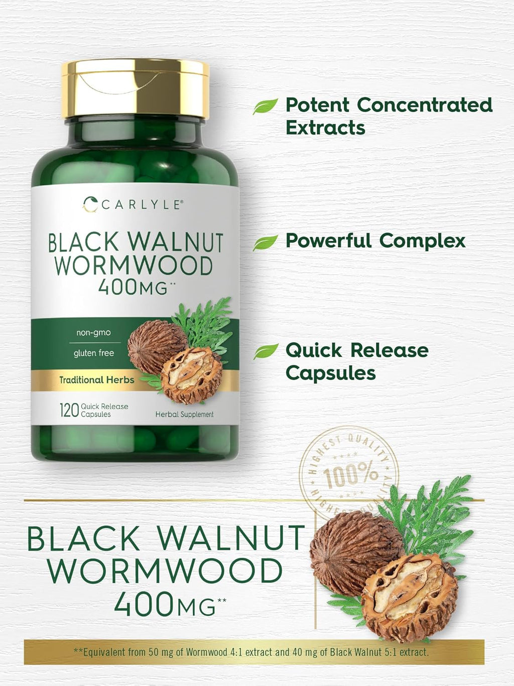 Black Walnut Wormwood Herbal Complex, 120 Capsules N251