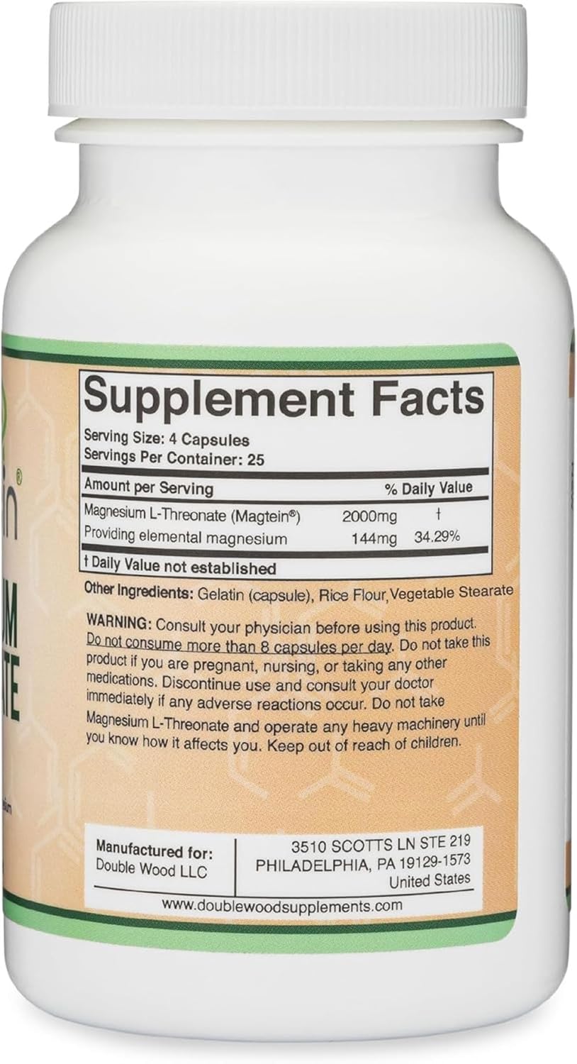 Magnesium L-Threonate Capsules, 2000 mg, 100 Count P2229