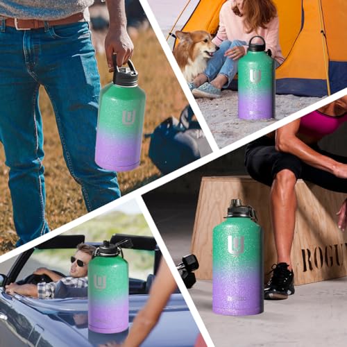 1 Gallon Insulated Stainless Steel Water Bottle with Straw and Handle, 128oz V808