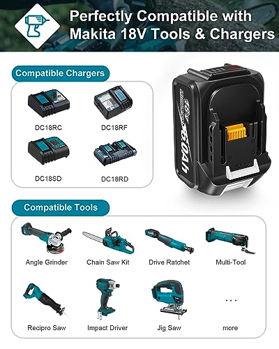 18V 6.0Ah Replacement Battery 4-Pack, Compatible with Makita 18V Chargers J23927