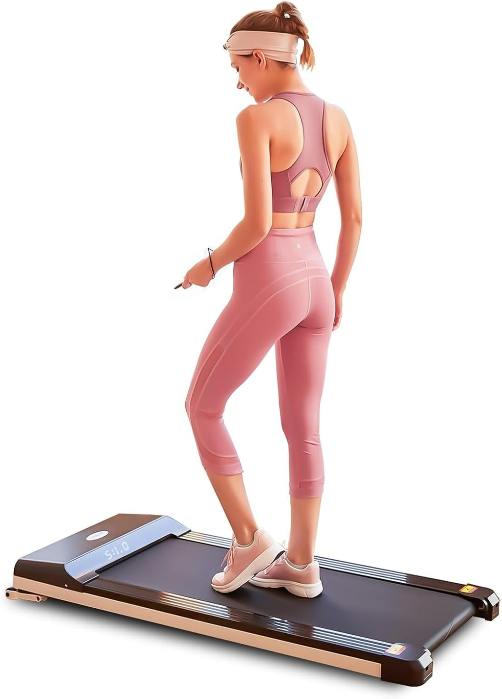 Walking Pad Mini Portable Treadmill Under Desk for Home Office Fitness with APP Remote Control and 16 Inch Running Area