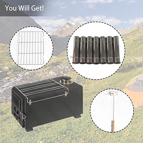 Portable Camping Wood Stove with Pipe for Tent, Ice Fishing, Hiking V194