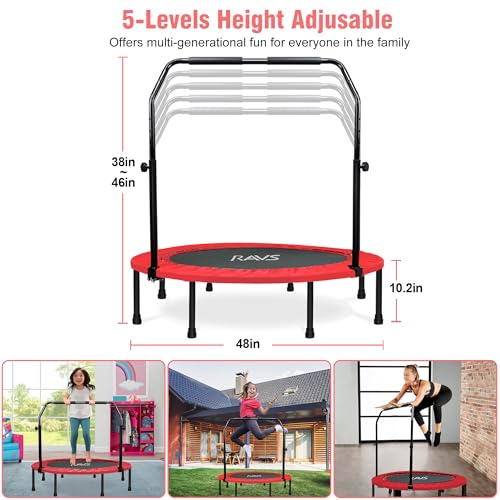 Mini Trampoline for Adults Fitness, Indoor Exercise with Stretch Bands Y38742