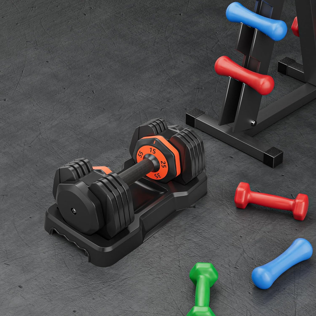 55LB Adjustable Dumbbell Set with Anti-Slip Handle for Home Gym Strength Training R836