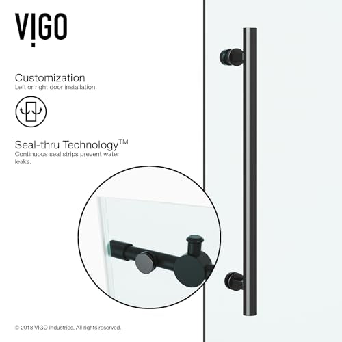 Frameless Sliding Rectangle Tub Door, 56-60 in. W x 65.5 in. H, Matte Black N1197