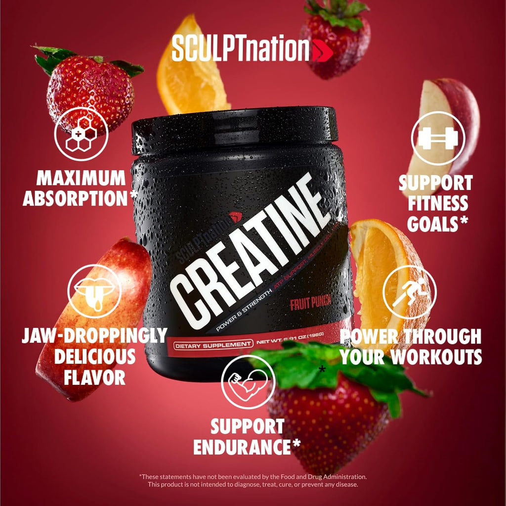 Creatine Monohydrate Powder, Fruit Punch, 30 Servings Y7093