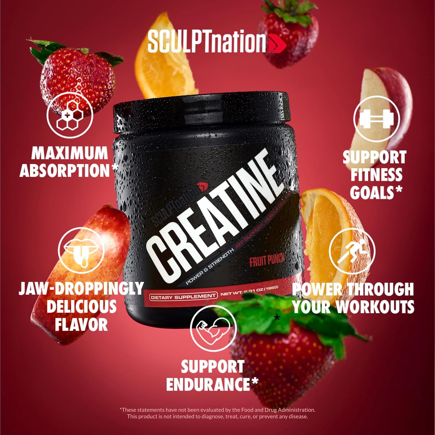Creatine Monohydrate Powder, Fruit Punch, 30 Servings Y7093