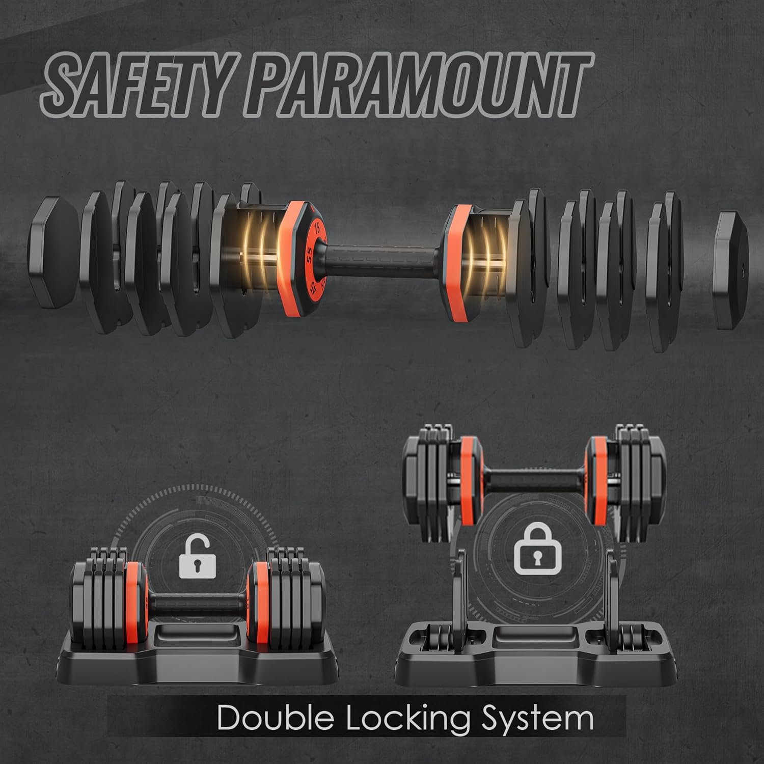 55LB 5-in-1 Adjustable Dumbbell with Anti-Slip Metal Handle for Home Gym V212
