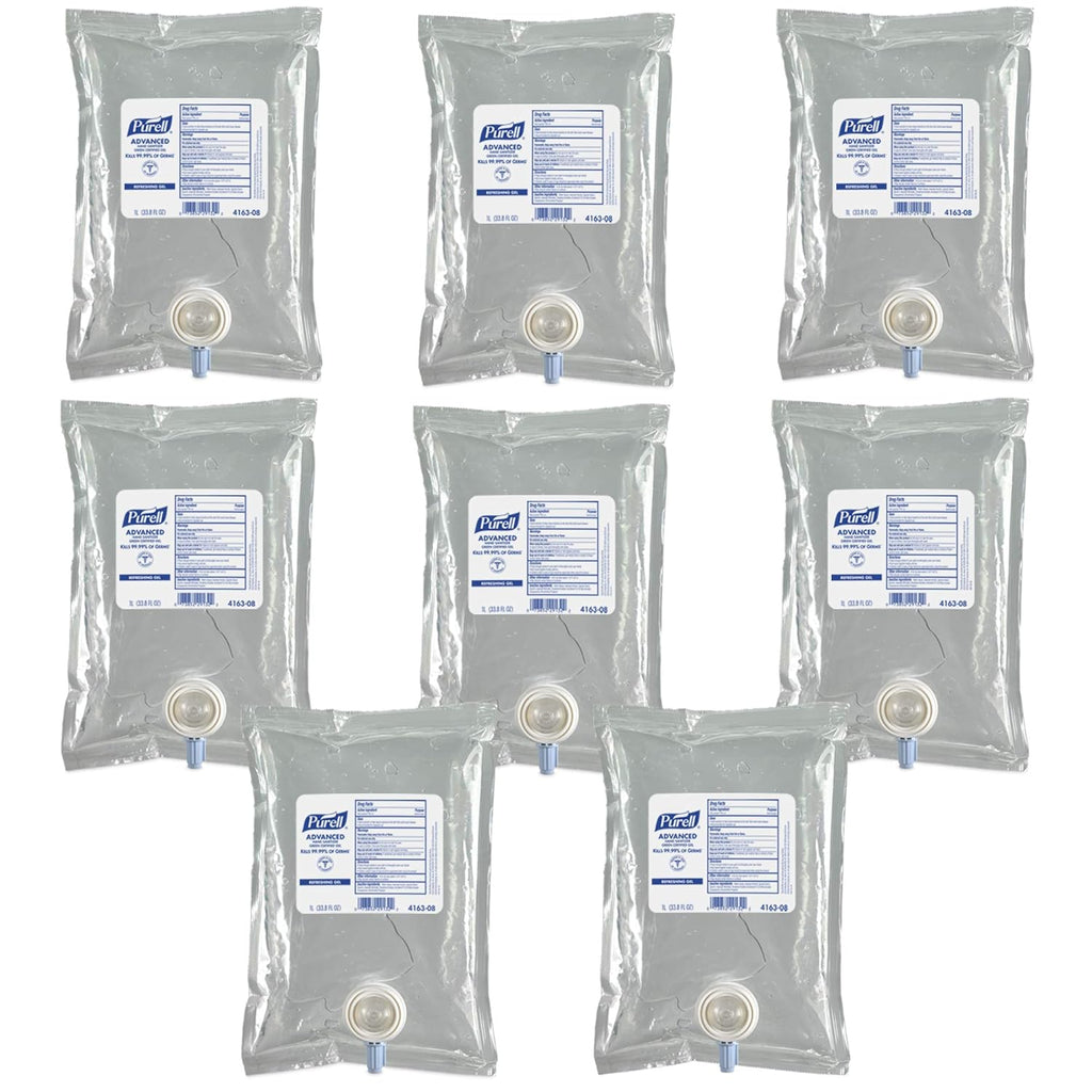 PURELL Advanced Hand Sanitizer Green Certified Gel, Fragrance Free, 1000 mL Refill for CS2 and NXT Manual Hand Sanitizer Dispenser (Pack of 8) - 4163-08