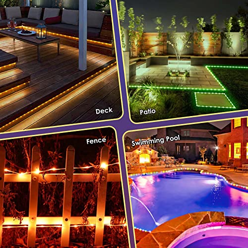 100FT 300 LED Connectable Rope Lights, 18 Color Changing Outdoor String Lights with Remote, IP68 Waterproof B33119
