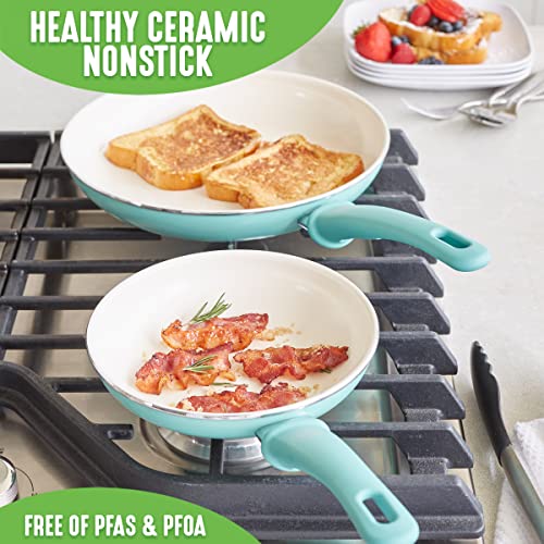 Soft Grip Ceramic Nonstick Frying Pan Skillet Set, 8 10 12 Inch, PFAS-Free, Dishwasher Safe Y411