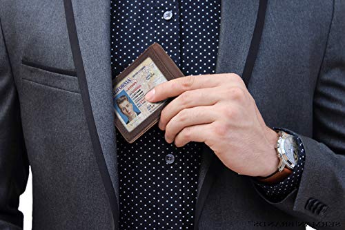 RFID Blocking Slim Bifold Leather Wallet for Men with Money Clip G1277