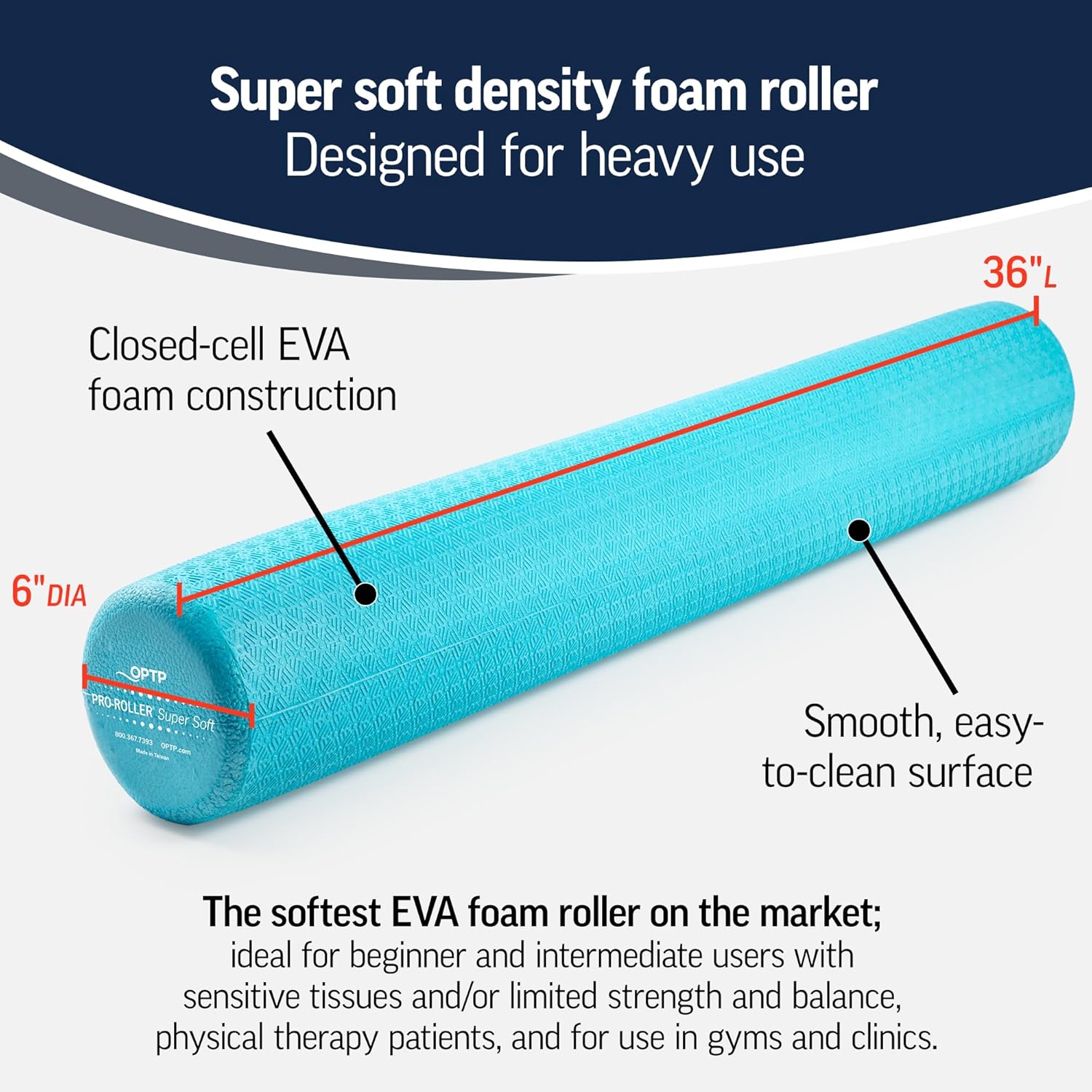 Super Soft Foam Roller 36 in for Exercise and Gentle Massage A2867